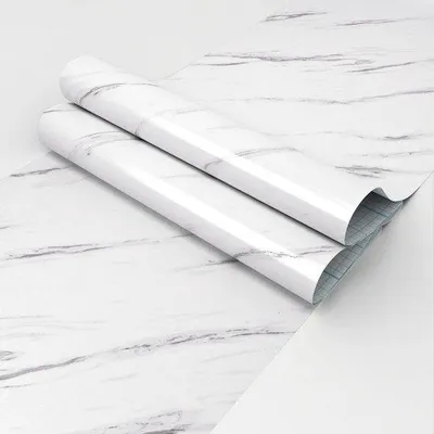Obrázek produktu pro Azomor Samolepicí bílá fólie s mramorovým vzorem do kuchyně a na nábytek, 40 x 200 cm