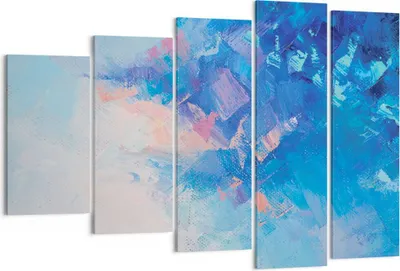 Produktbild von Bild auf Leinwand - Leinwandbild - 5 Teile - Abstraktion blau gemalt - 150x100cm - Wand Bild - Wanddeko - Wandbilder - Leinwanddruck - Bilder - Wanddekoration - Leinwand bilder - EG150x100-4570