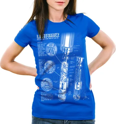 Produktbild von style3 Laserschwert Blaupause Damen T-Shirt jedi lichtschwert, Farbe:Blau, Größe:L