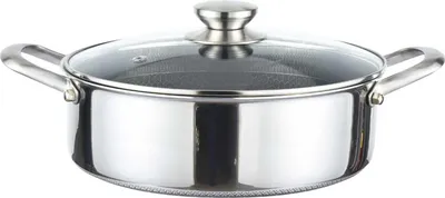 Obrázek produktu pro Cheffinger, pánev na dušení 32 cm, voštinový povrch, s víkem, nerezové rukojeti, stříbrná