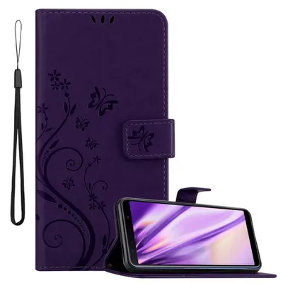 Produktbild von Cadorabo Hülle für Samsung Galaxy A7 2018 Schutz Hülle in Lila Schutzhülle Handy Hülle Etui Case Blumen Flower