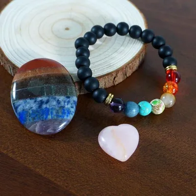 Chakra Armband Set - Energie - Edelsteine - Heilung - Yoga - Geeignet für Meditation - Regenbogen - 7 Chakra Armband Set