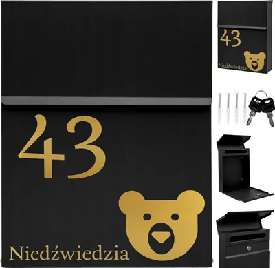 Obrázok produktu pre Čierna Poštová Schránka Slim + Nápis