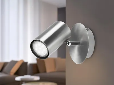 Produktbild von Moderner LED Innen Wandstrahler Silber, Spot schwenkbar für Flur & Wohnzimmer