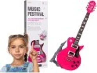 Obrázok produktu pre detská hudobná súprava gitara + slúchadlá s mikrofónom - ružová