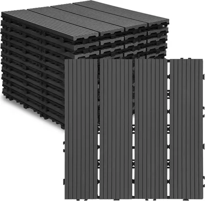 Produktbild von TolleTour Terrassenfliesen aus Kunststoff, Klicksystem, WPC Fliese，30 x 30cm, 33 Stück (3m²)