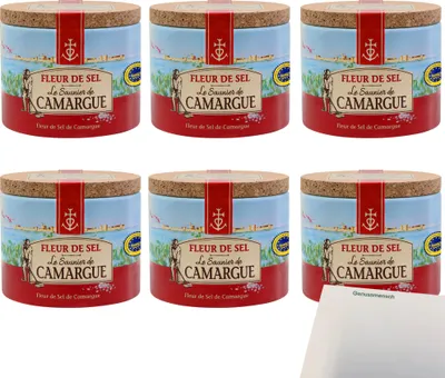 Produktbild von Le Saunier de Camargue Fleur de Sel Meersalz VPE (6x125g Dose) + usy Block