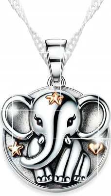 Produktbild von Silberne Halskette Elefant mit Stern, Elefantenherz, Elefantentrompete, SILBER 925