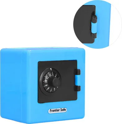 Produktbild von Kinder-Geld-Aufbewahrungskoffer, Simulations-Safe, codiertes Schloss, Münzen-Bargeldsparen für Kinder, Blau