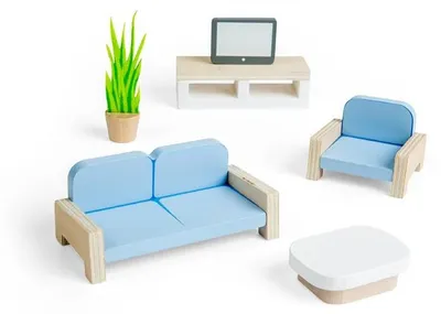 Produktbild von Bigjigs Holz Puppenhaus Wohnzimmer Set -Holzspielzeug