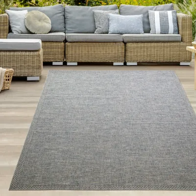 Produktbild von In- & Outdoor Teppich Sisal Optik Küche Wohnzimmer Terrasse Balkon – türkis grau Größe - 200 x 280 cm