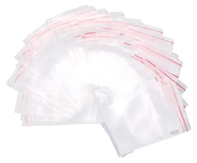 Produktbild von 100 Stück Verschlussbeutel – Größe 2 (6*9 cm, 8 Mil) – Normale durchsichtige Beutel mit rotem Rand – Perfekt zum Aufbewahren, Organisieren und Verpacken kleiner Gegenstände
