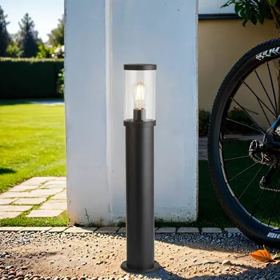 Produktbild von Pollerleuchte Aluminium Glas E27 IP44 73 cm Schwarz rund Modern Stehlampe außen