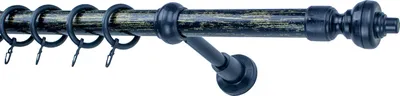 Produktbild von HEXIM Gardinenstange 4m kürzbar Vorhangstange 28mm Komplett inkl. Gardinenringe Haken Dübeln, 3 Farben (schwarz gold)