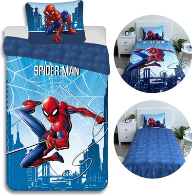 Obrázek produktu pro MARVEL Spider-Man Modré dětské povlečení, pro chlapce, zip, bavlna 140x200cm OEKO-TEX