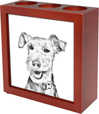 Produktbild von Welsh Terrier - Stifthalter mit Hund, Schreibtischorganizer mit Aufdruck, personalisierte Schreibtischdekoration der Marke Art-Dog