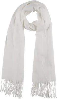 Produktbild von XXL Schal Damen Schultertuch Halstuch Stricktuch mit Fransen Weiß
