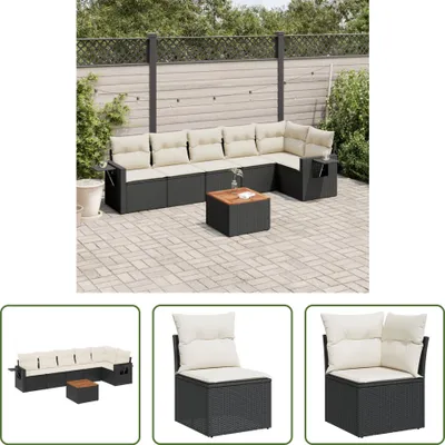Produktbild von The Living Store 7-tlg. Garten-Sofagarnitur mit Kissen Schwarz Poly Rattan