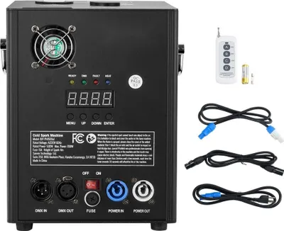 Immagine prodotto di Macchina per scintille 500 W Macchina pirotecnica in lega di alluminio - Macchina per fuochi d'artificio DMX Controller regolabile 2-4m - Macchina per scintille fredde 7 min per ricarica - Matrimonio, DJ Show, Feste