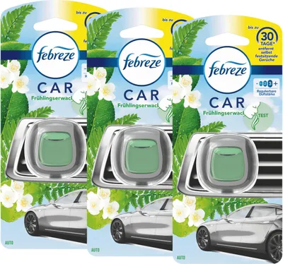 Produktbild von 3 x Febreze Auto Lufterfrischer Auto Clip Starterset Frühlingserwachen, entfernt Gerüche im Auto