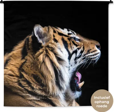 Produktbild von MuchoWow® Wandteppich Wandbehang Tiger - Tiere - Porträt 150x150 cm Tapisserie Dekoration Wandtuch - Wohnaccessoires - Modernes