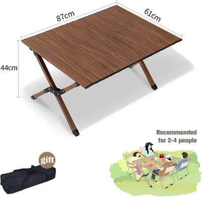 Obrázek produktu pro Kempingový stůl – skládací stůl na kolečkách – přenosný – uhlíková ocel – 87 cm – pro venkovní použití/kempování – černý