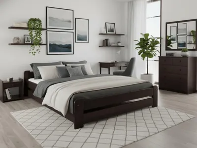 Zdjęcie produktu dla Łóżko Emily 140x200 cm, orzech Materac: bez materaca, Stelaż łóżka z listew: Z stelażem z listew