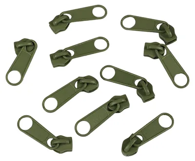 10 Reißverschluss Zipper für Endlosreißverschluss, 3mm, army green