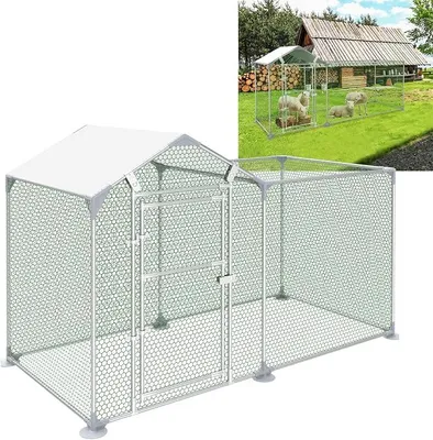 Imagen del producto de Jaula para gallinas, gallinero, recinto para animales pequeños, jaula para gallinas, gallinero con cerradura, casa para gallinas, ideal para aves de corral, conejos y otros animales domésticos, dimensiones: 2 x 1 x 1 metro