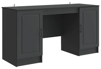 Zdjęcie produktu dla Biurko z półką vidaXL, czarne, 142,5 x 50 x 75 cm, materiał drewnopochodny