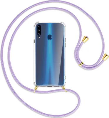 Produktbild von Handykette Backcover-Schutzhülle mit Band (Metall goldfarben) für Samsung Galaxy A20s - violett