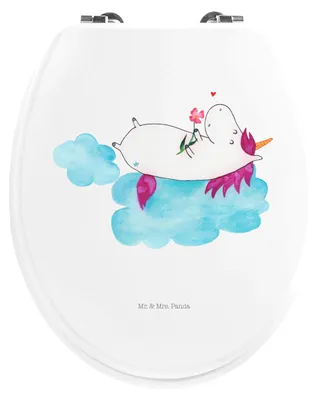 Produktbild von Mr. & Mrs. Panda WC Sitz Einhorn Verliebt - Weiß - Geschenk, Einhörner, Toilettendeckel, Unicorn, WC-Sitz, Deckel, Brille, klo, Liebe, Wolke
