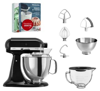 Produktbild von KitchenAid 4,8 L 5KSM175 Artisan Küchenmaschine Glasset mit Glasschüssel Onyx Schwarz