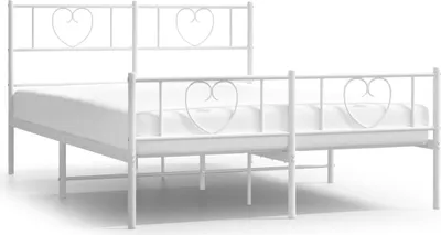 Zdjęcie produktu dla vidaXL Rama łóżka z wezgłowiem i podnóżkiem metalowa biała 120x200 cm