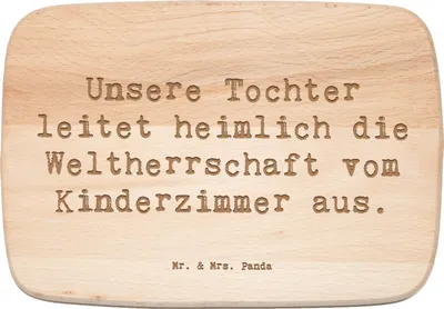 Produktbild von Mr. & Mrs. Panda Schneidebrett Holz Spruch Tochter Weltherrschaft - Transparent - Geschenk, Holzbrettchen, Holzbrett, jausenbrett, Frühstücksbrettchen, Familienleben