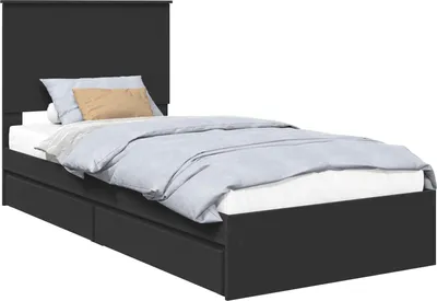 Obrázok produktu pre Úložná posteľ so zásuvkou Čierna 90 x 190 cm Kompozitné drevo