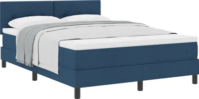 Produktbild von Möbel Bettrahmen, Boxspringbett mit Matratze Blau 140x190 cm Stoff - Klassische Betten Neu86191