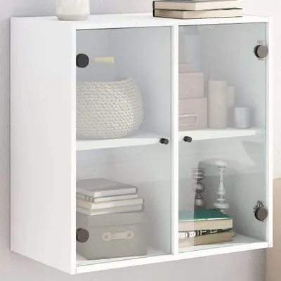 Produktbild von vidaXL Szafka ścienna ze szklanymi drzwiami biała 68x37x68,5 cm