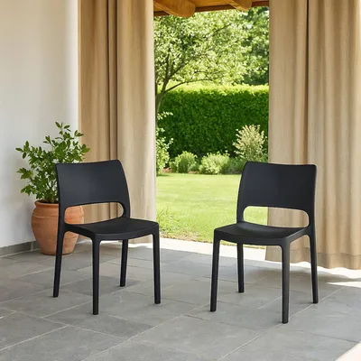 Produktbild von Dmora Outdoor Stuhl Ancona Grau 2 Stühle stapelbar