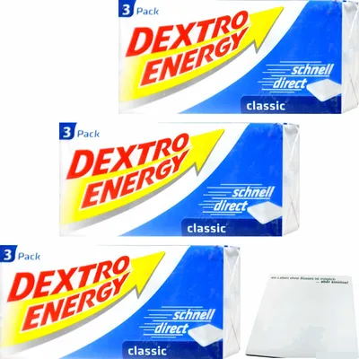 Produktbild von Dextro Energy 3er Classic 3er Pack (3x138g Packung) + usy Block