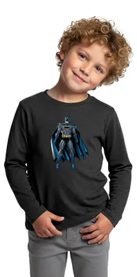 Produktbild von Spreadshirt DC Comics Batman Pose Klassisch Kinder Premium Langarmshirt, 98/104 (2 Jahre), Anthrazit meliert