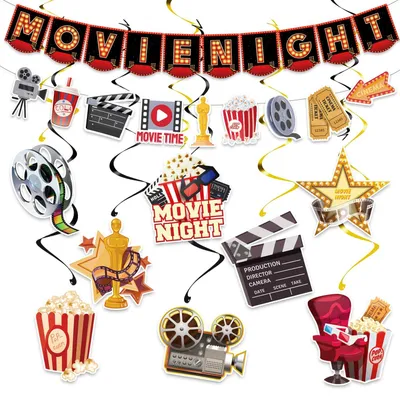 Produktbild von Filmabend-Dekoset – 18-teiliges Partyzubehör mit Filmthema