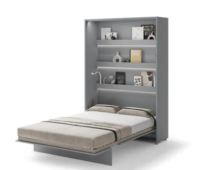 Produktbild von Schrankbett Vertikal mit Matratze und LED-Beleuchtung, Bed Concept BC-01, Grau