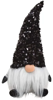 Image de Figurine de décoration lutin gris noir textile 29 cm