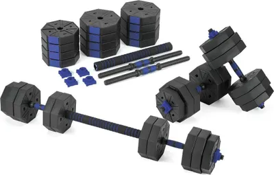 Obrázok produktu pre Gymtek® Sada činky a tyče - 2x15 kg - nastaviteľné činky, silový tréning doma, sada 2 činiek a tyče