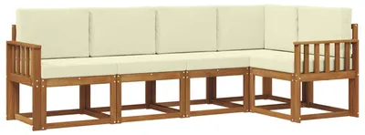 Produktbild von vidaXL Outdoor-Sofagarnitur mit Kissen 5 pcs Natur und Creme