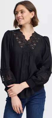 Produktbild von fransa FRBlondie Damen Bluse Blusenshirt Shirt mit Cache-Coeur Spitze V-Ausschnitt Regular fit