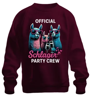 Produktbild von Schlager Party Crew Offiziell Alpaka Lama Prosecco Musik Sweatshirt Pullover, Burgundy, S