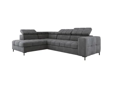 Produktbild von Modernes PABLO Ecksofa 279x201 cm, Schlafsofa Mit Verstellbaren Kopfstützen, Bettkasten, Stabilen Metallfüßen, Hochwertiger VOGUE-Stoff In Verschiedenen Farben Rechts Layout, Farbe GRAU