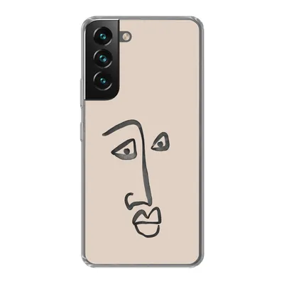 Produktbild von MuchoWow® Handyhülle Schutzhülle Hülle für Samsung Galaxy S22 Gesicht - Rosa - Strichzeichnung Silikon Softcase Handy Hülle - Mobiltelefonhülle